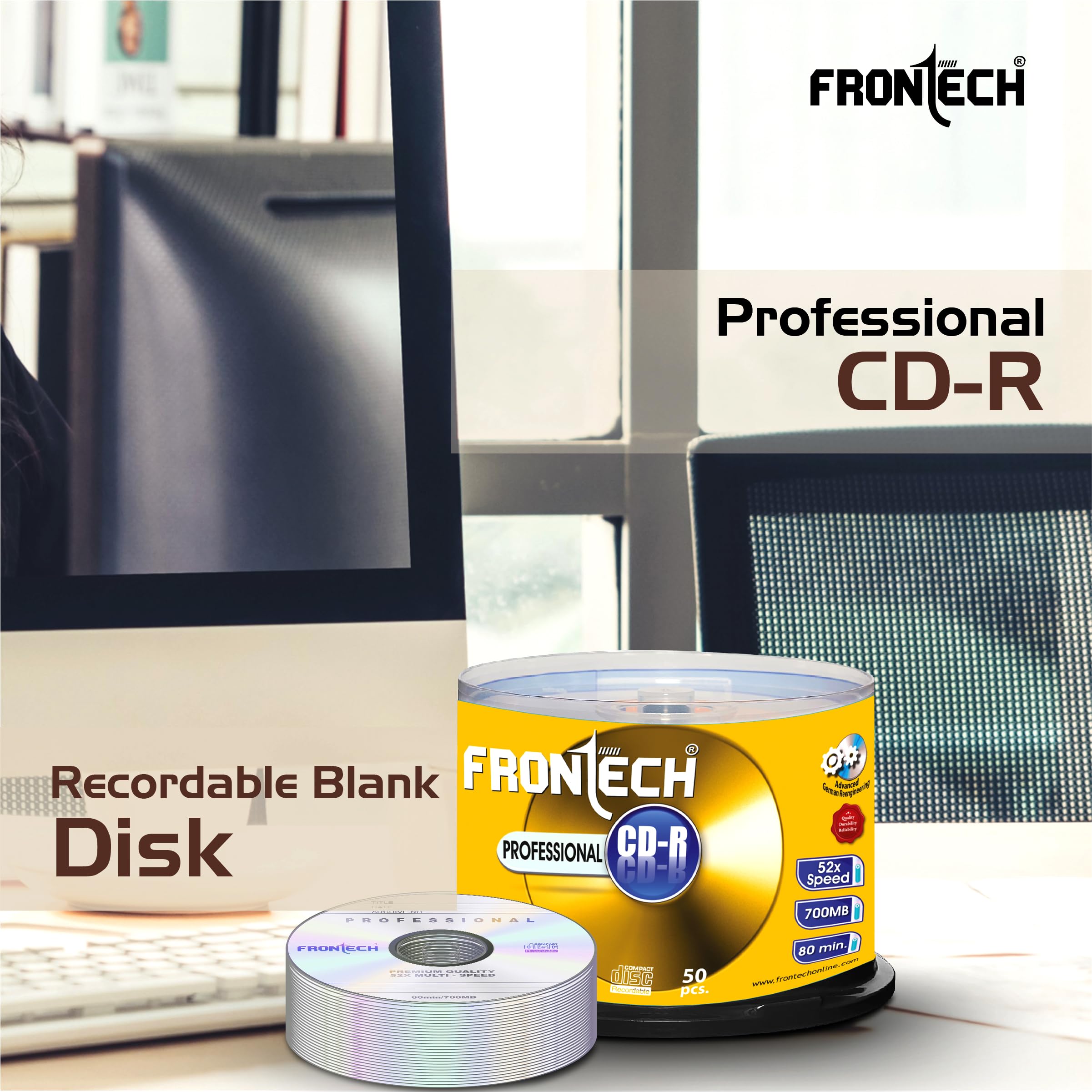 FRONTECH CDR 700MB Media 80 Mins 52X Speed - Pack of 50